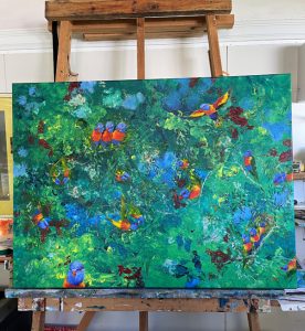 Painting of Birds of a Feather by Banx 1200x900mm MC6834 on the Easel